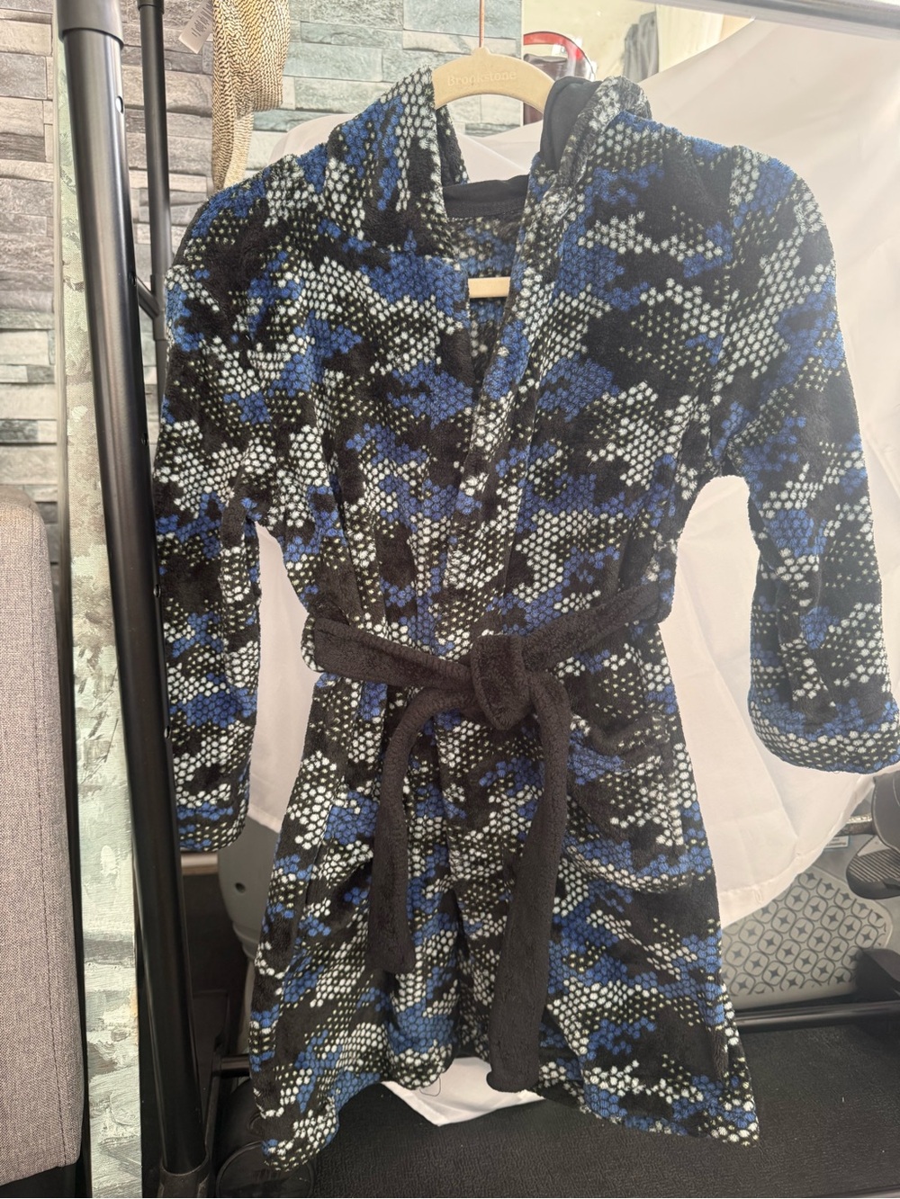 👦 4 for $10 Kids Blue & Black Hooded Robe with Belt